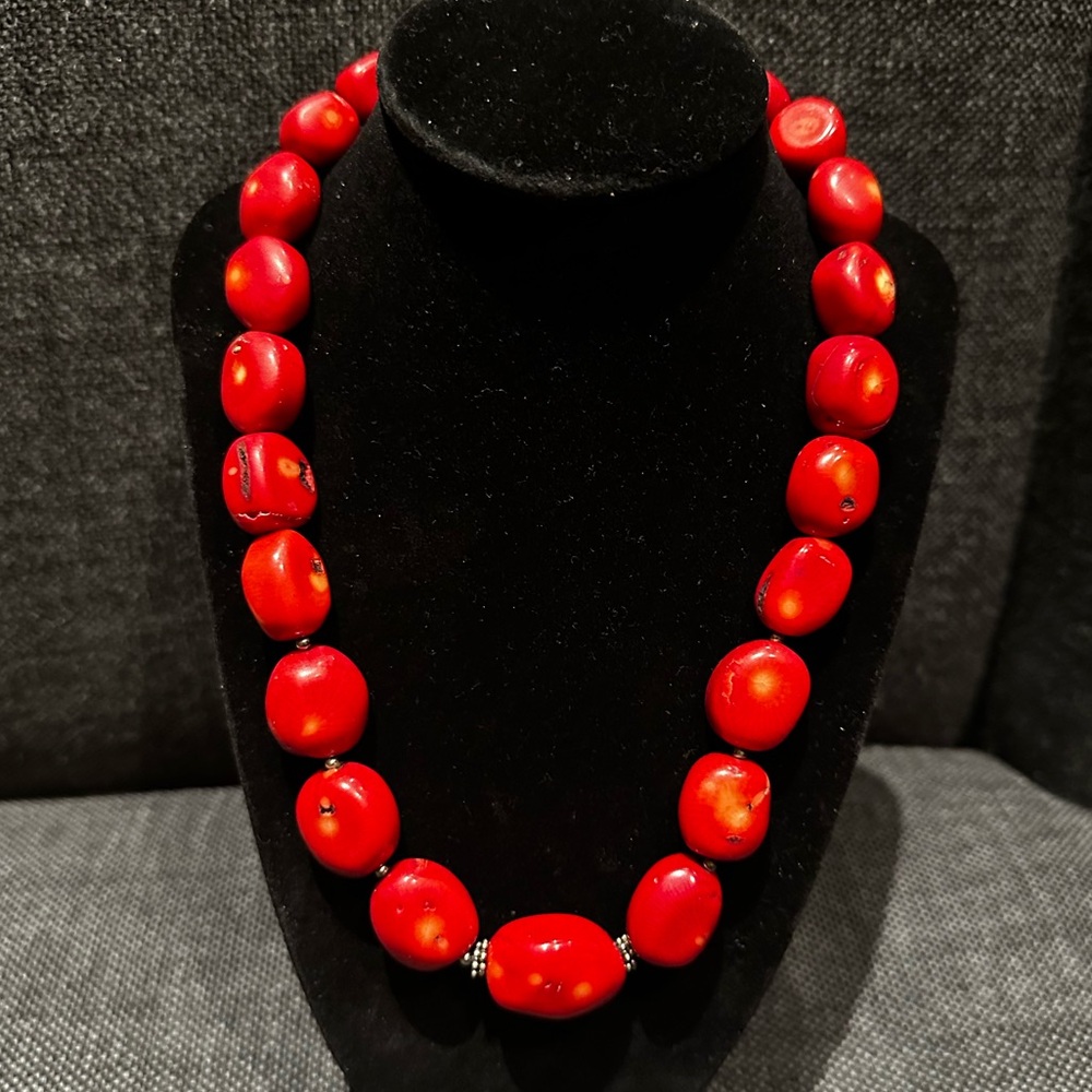 Red & Silver Beaded Necklace